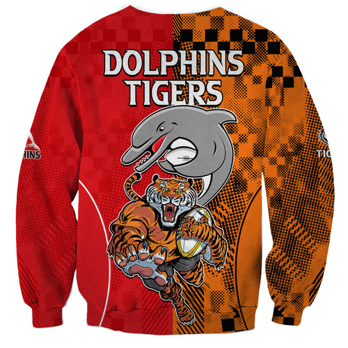 NRL Half Dolphins and Half Tigers Sweatshirt Sporty Style LT9