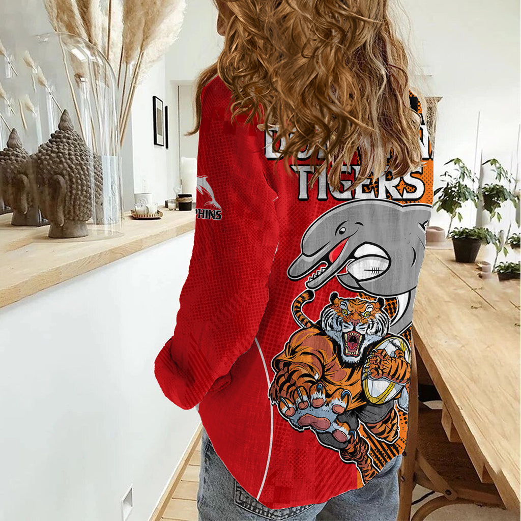 NRL Half Dolphins and Half Tigers Women Casual Shirt Sporty Style LT9