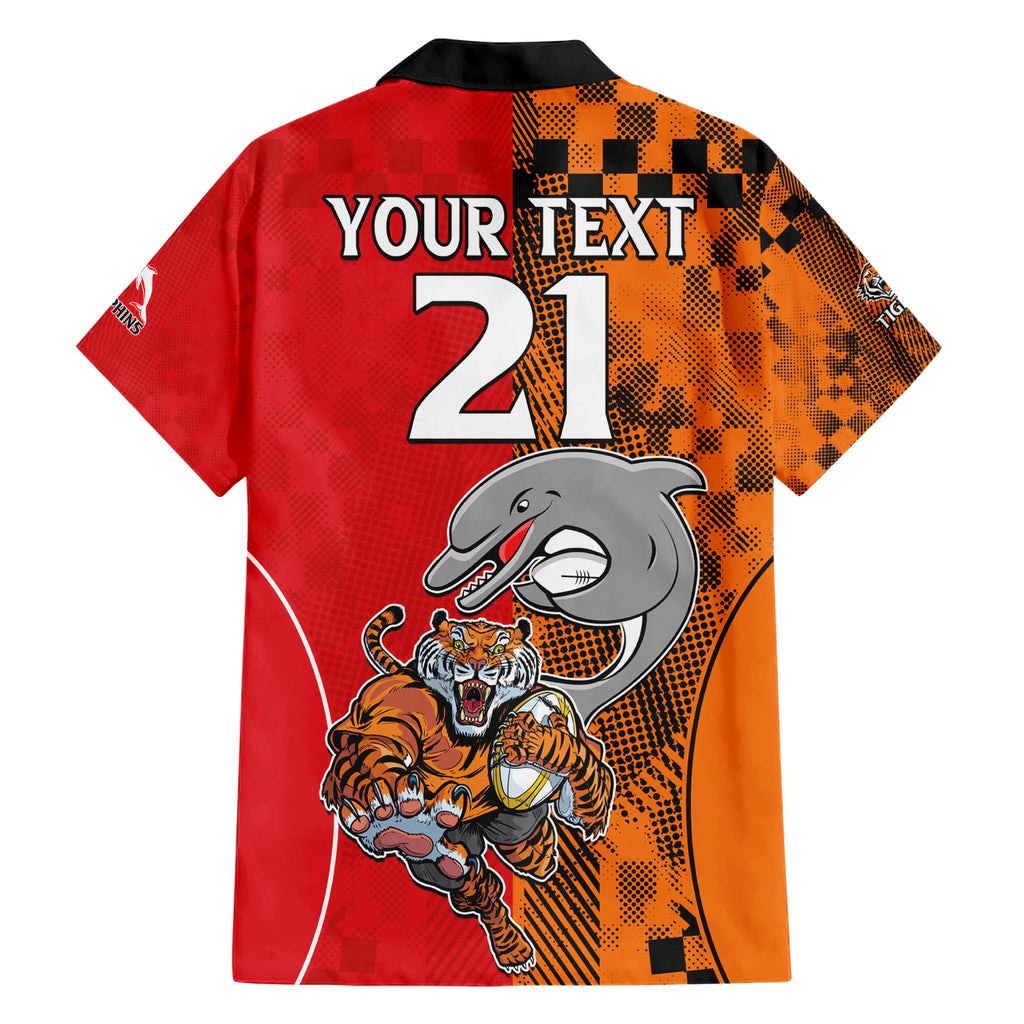 (Custom Text And Number) NRL Half Dolphins and Half Tigers Hawaiian Shirt Sporty Style LT9