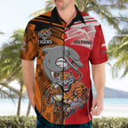 (Custom Text And Number) NRL Half Dolphins and Half Tigers Hawaiian Shirt Sporty Style LT9