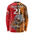 (Custom Text And Number) NRL Half Dolphins and Half Tigers Long Sleeve Shirt Sporty Style LT9