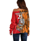 (Custom Text And Number) NRL Half Dolphins and Half Tigers Off Shoulder Sweater Sporty Style LT9