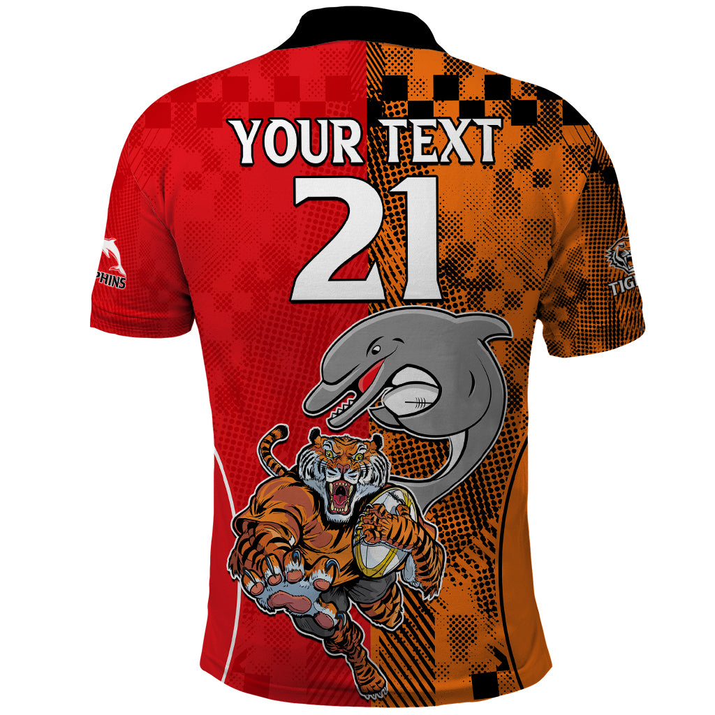 (Custom Text And Number) NRL Half Dolphins and Half Tigers Polo Shirt Sporty Style LT9