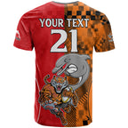 (Custom Text And Number) NRL Half Dolphins and Half Tigers T Shirt Sporty Style LT9