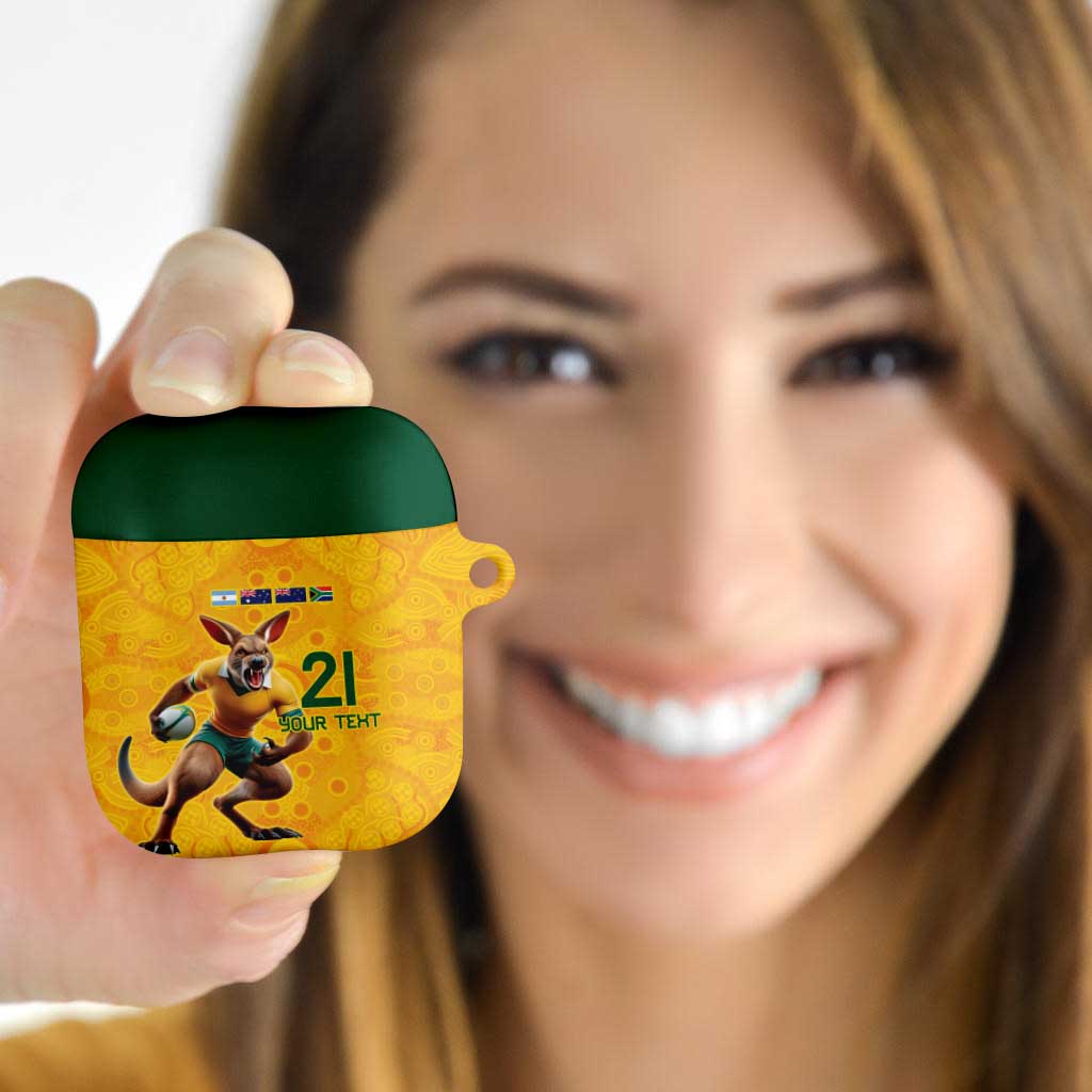 Australia Rugby Custom AirPods Case Glory Be To Wallabies Aboriginal Motif - Aussie Hoodie