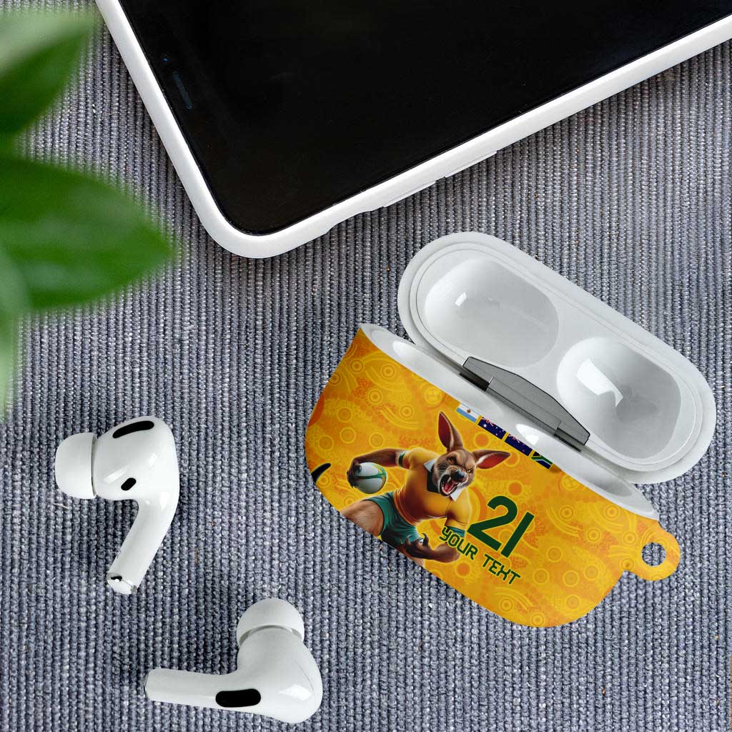 Australia Rugby Custom AirPods Case Glory Be To Wallabies Aboriginal Motif - Aussie Hoodie