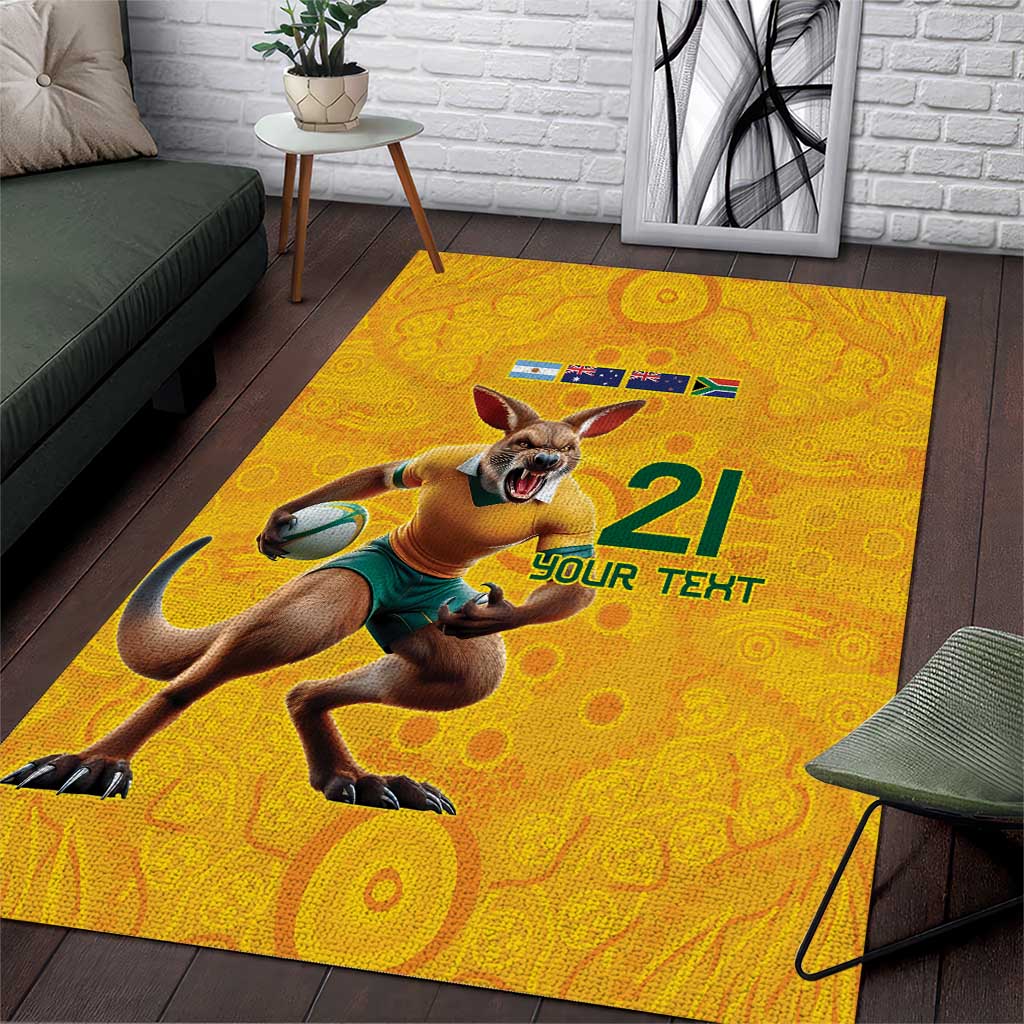Australia Rugby Custom Area Rug Glory Be To Wallabies Aboriginal Motif - Aussie Hoodie