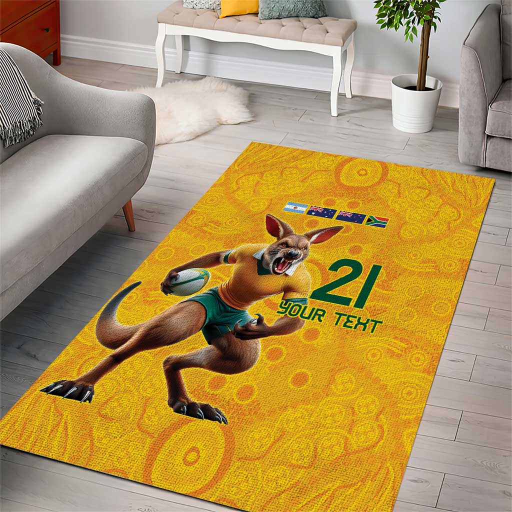 Australia Rugby Custom Area Rug Glory Be To Wallabies Aboriginal Motif - Aussie Hoodie