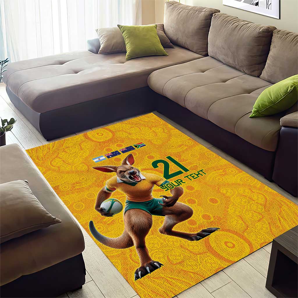 Australia Rugby Custom Area Rug Glory Be To Wallabies Aboriginal Motif - Aussie Hoodie