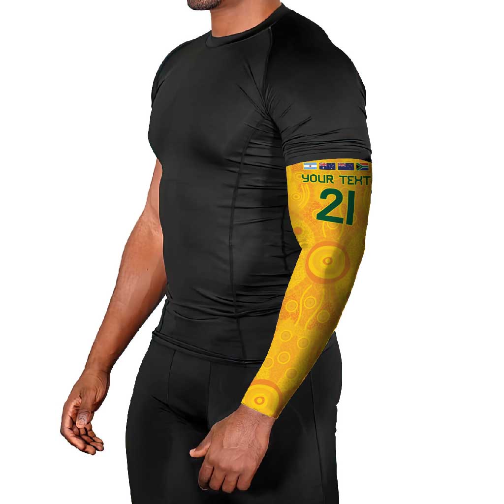 Australia Rugby Custom Arm Sleeves Glory Be To Wallabies Aboriginal Motif - Aussie Hoodie