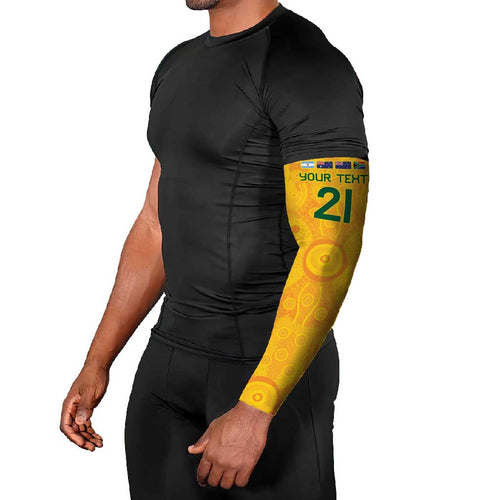 Australia Rugby Custom Arm Sleeves Glory Be To Wallabies Aboriginal Motif - Aussie Hoodie
