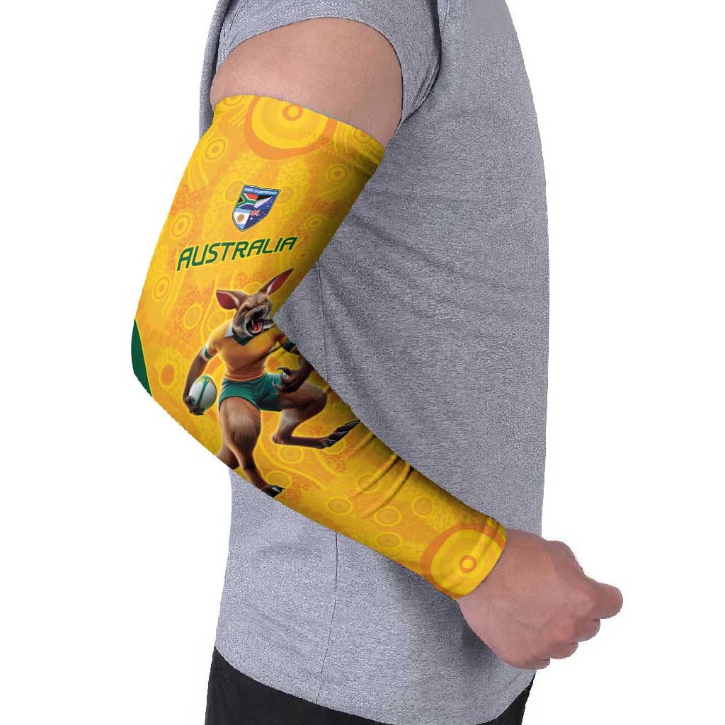 Australia Rugby Custom Arm Sleeves Glory Be To Wallabies Aboriginal Motif - Aussie Hoodie