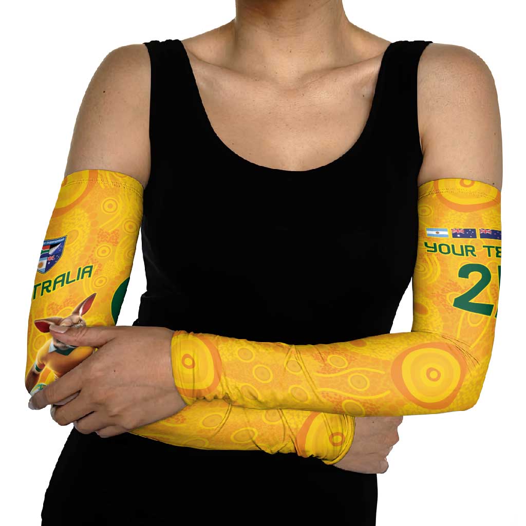 Australia Rugby Custom Arm Sleeves Glory Be To Wallabies Aboriginal Motif - Aussie Hoodie