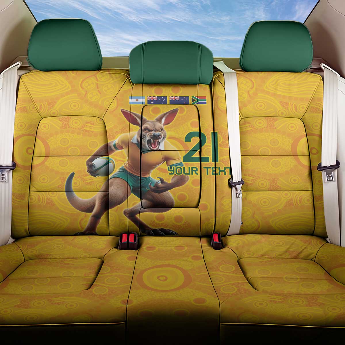 Australia Rugby Custom Back Car Seat Cover Glory Be To Wallabies Aboriginal Motif - Aussie Hoodie