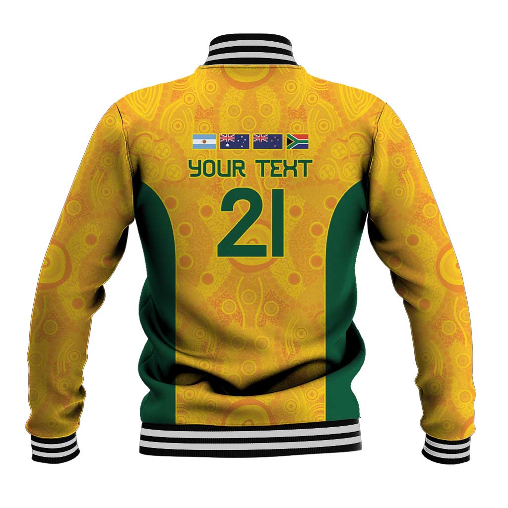 Australia Rugby Custom Baseball Jacket Glory Be To Wallabies Aboriginal Motif - Aussie Hoodie