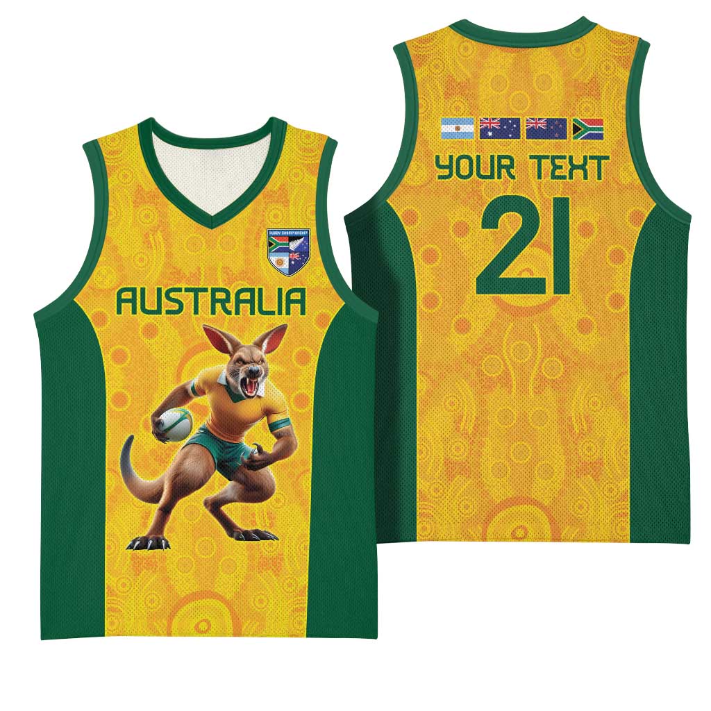 Australia Rugby Custom Basketball Jersey Glory Be To Wallabies Aboriginal Motif - Aussie Hoodie