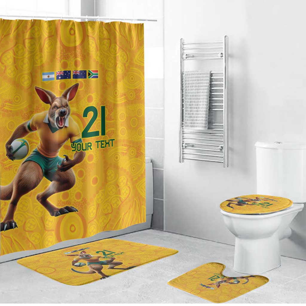 Australia Rugby Custom Bathroom Set Glory Be To Wallabies Aboriginal Motif - Aussie Hoodie