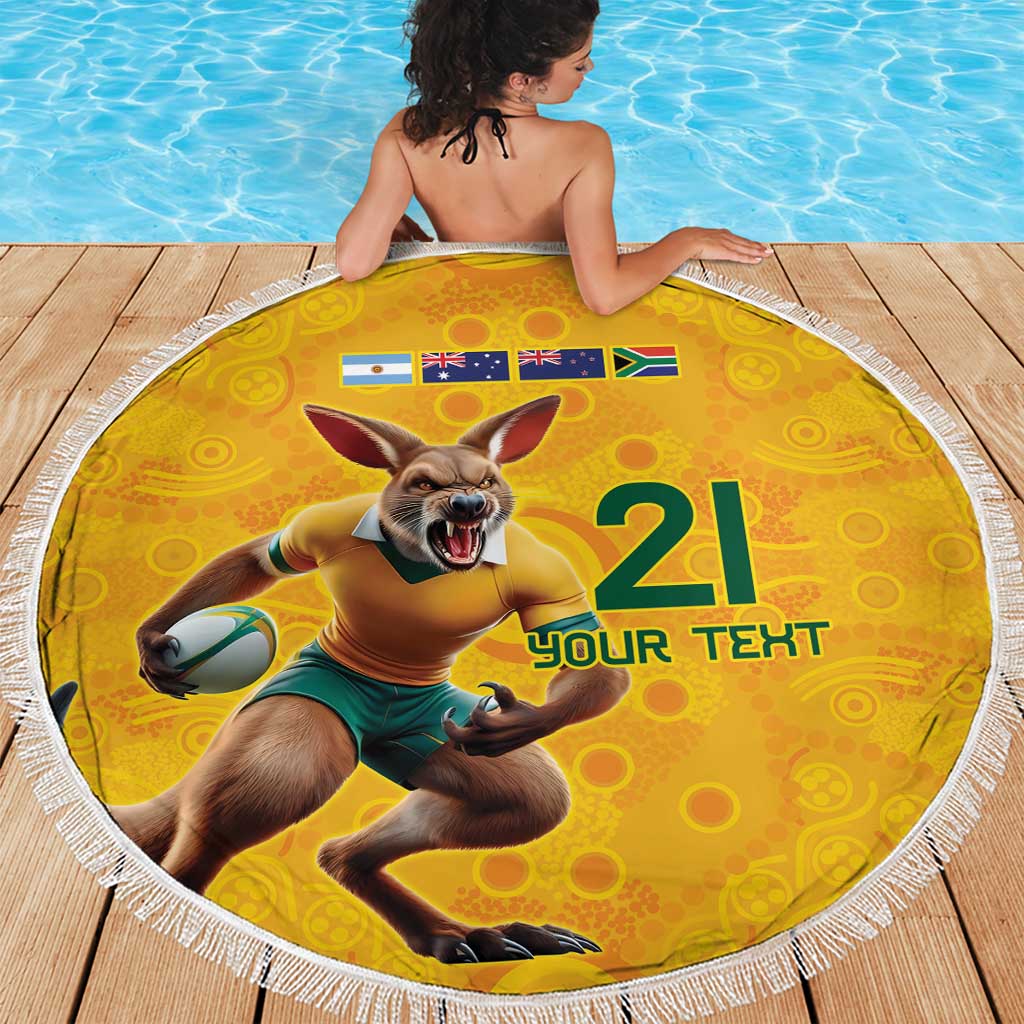 Australia Rugby Custom Beach Blanket Glory Be To Wallabies Aboriginal Motif - Aussie Hoodie