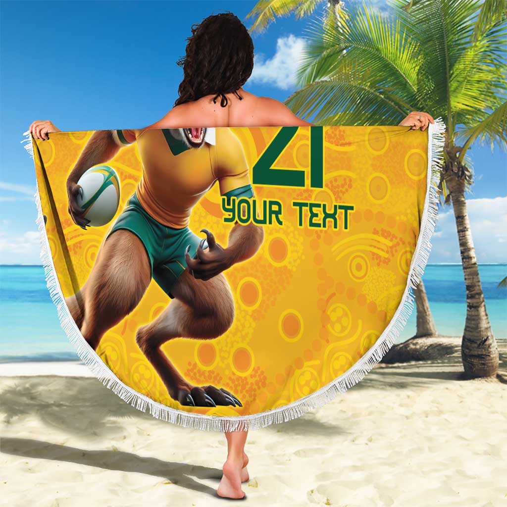 Australia Rugby Custom Beach Blanket Glory Be To Wallabies Aboriginal Motif - Aussie Hoodie