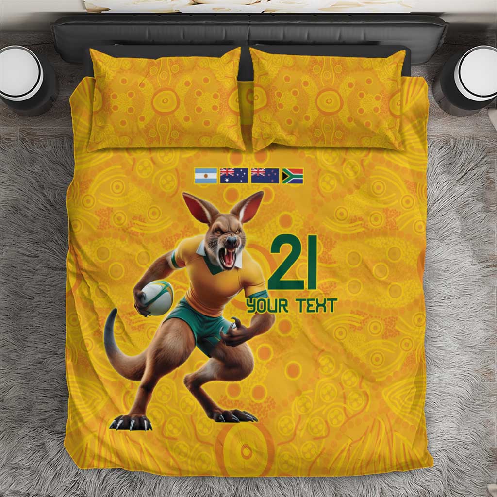Australia Rugby Custom Bedding Set Glory Be To Wallabies Aboriginal Motif - Aussie Hoodie