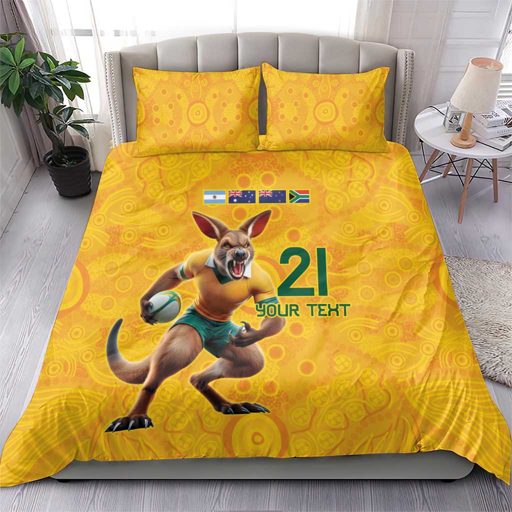 Australia Rugby Custom Bedding Set Glory Be To Wallabies Aboriginal Motif - Aussie Hoodie