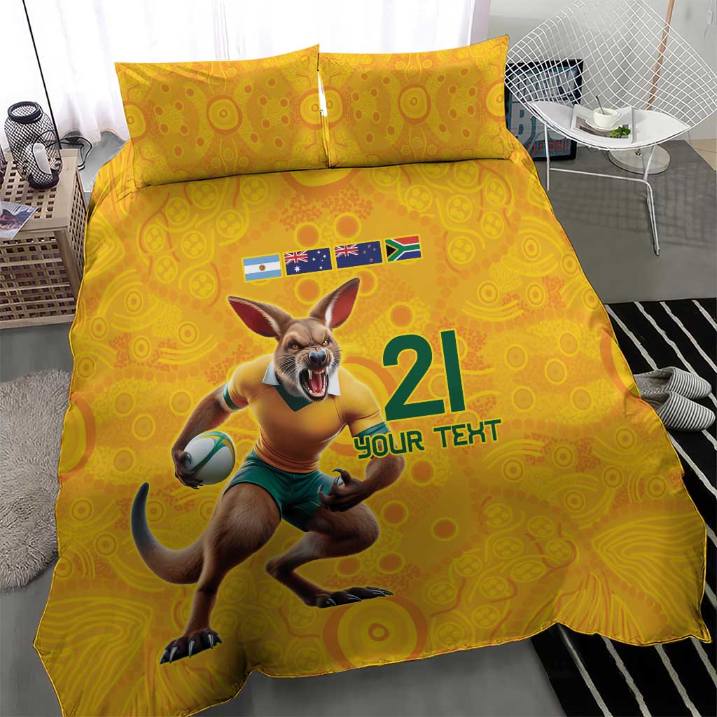 Australia Rugby Custom Bedding Set Glory Be To Wallabies Aboriginal Motif - Aussie Hoodie