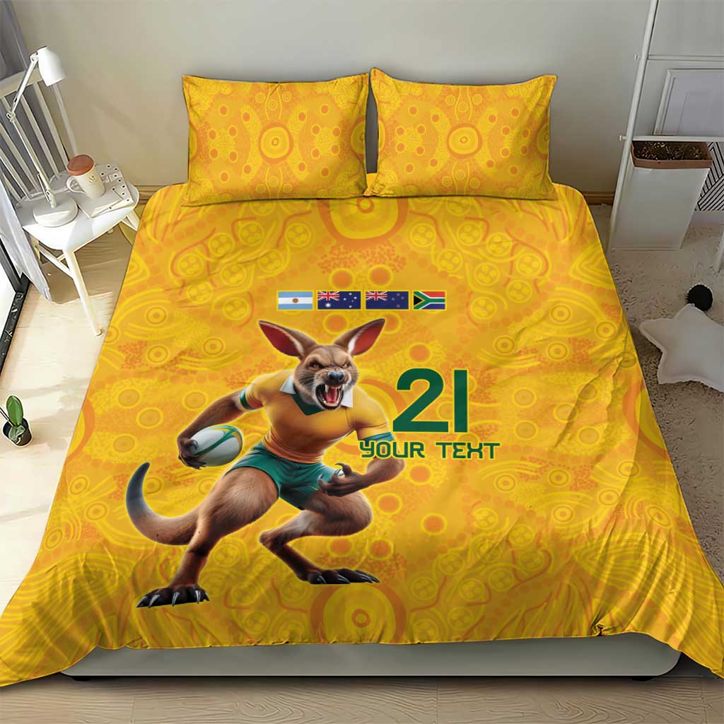Australia Rugby Custom Bedding Set Glory Be To Wallabies Aboriginal Motif - Aussie Hoodie