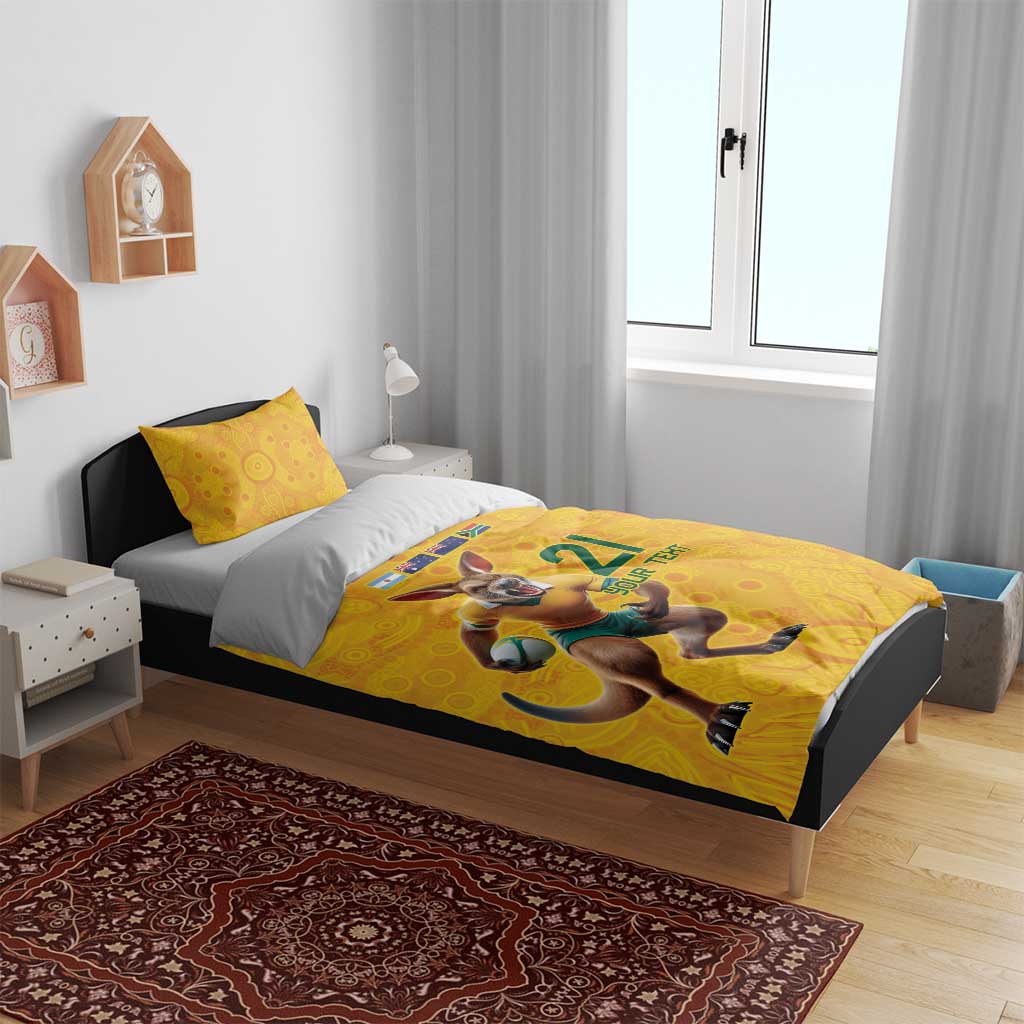 Australia Rugby Custom Bedding Set Glory Be To Wallabies Aboriginal Motif - Aussie Hoodie