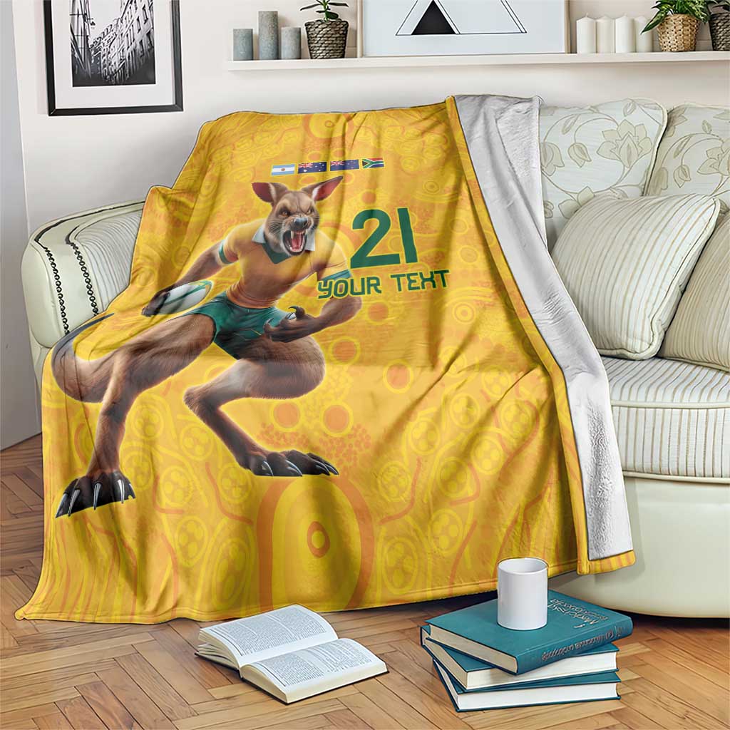 Australia Rugby Custom Blanket Glory Be To Wallabies Aboriginal Motif - Aussie Hoodie
