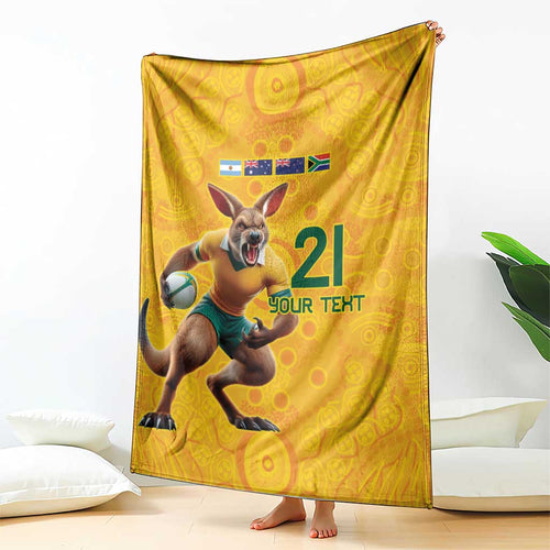 Australia Rugby Custom Blanket Glory Be To Wallabies Aboriginal Motif - Aussie Hoodie