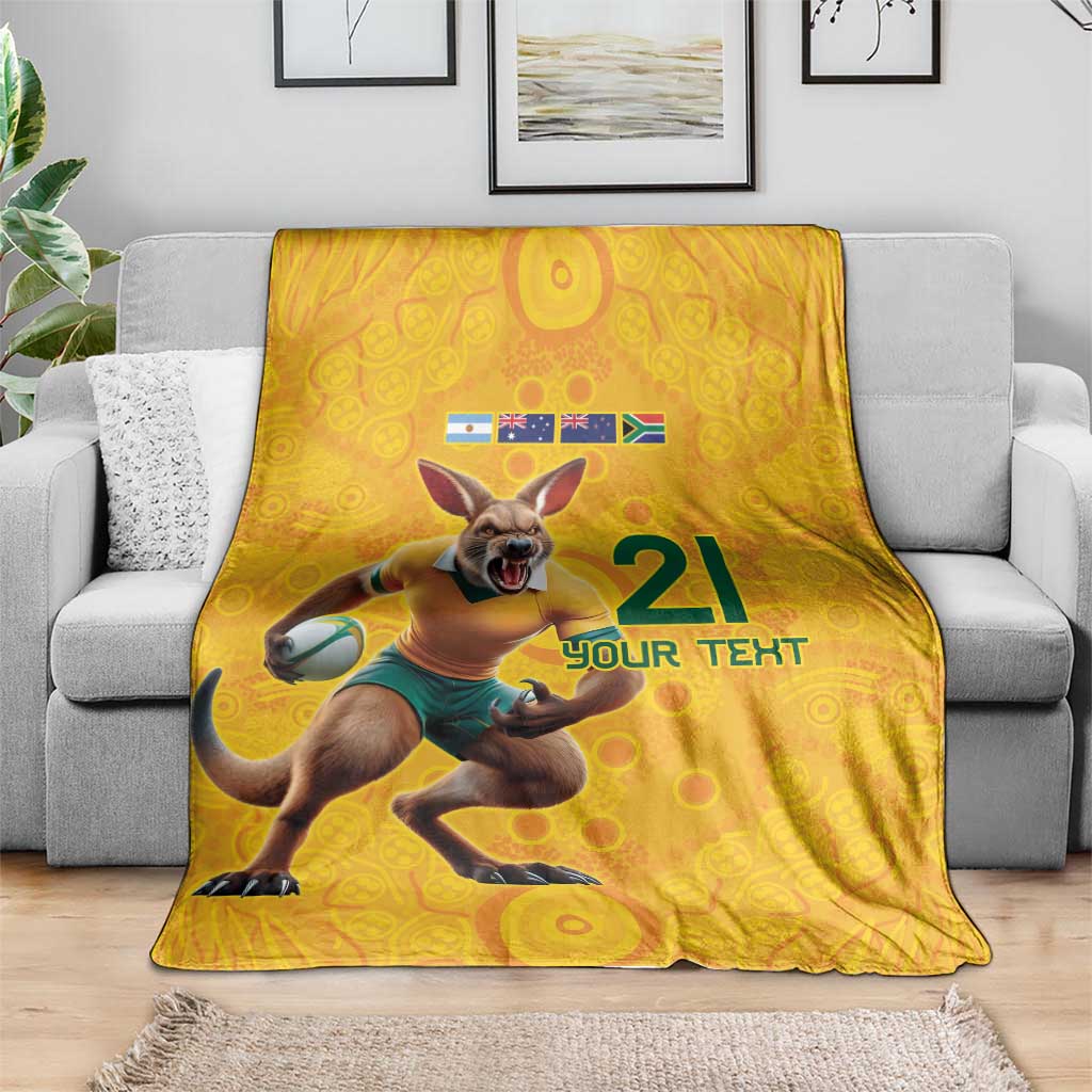 Australia Rugby Custom Blanket Glory Be To Wallabies Aboriginal Motif - Aussie Hoodie