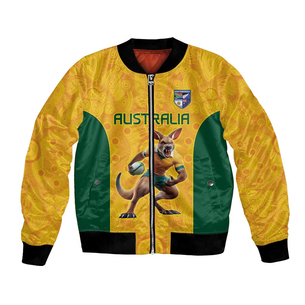 Australia Rugby Custom Bomber Jacket Glory Be To Wallabies Aboriginal Motif - Aussie Hoodie