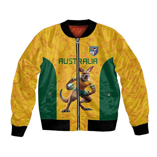 Australia Rugby Custom Bomber Jacket Glory Be To Wallabies Aboriginal Motif - Aussie Hoodie