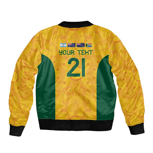 Australia Rugby Custom Bomber Jacket Glory Be To Wallabies Aboriginal Motif - Aussie Hoodie