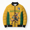 Australia Rugby Custom Bomber Puffer Jacket Glory Be To Wallabies Aboriginal Motif - Aussie Hoodie