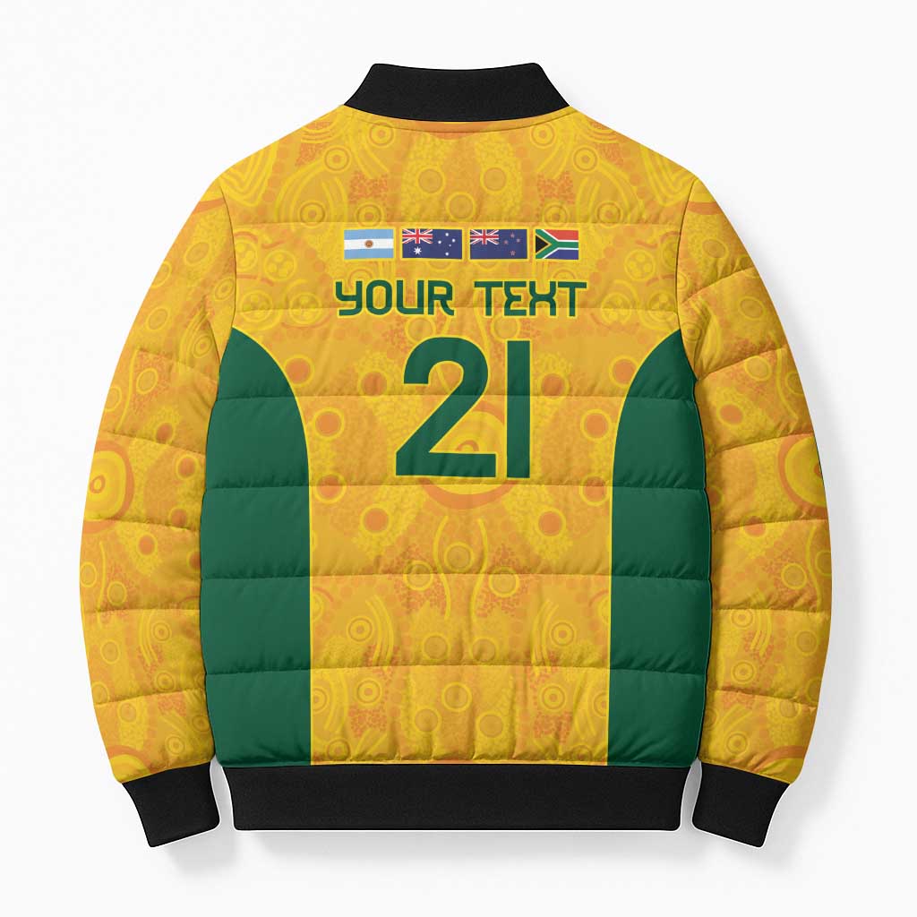 Australia Rugby Custom Bomber Puffer Jacket Glory Be To Wallabies Aboriginal Motif - Aussie Hoodie