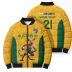 Australia Rugby Custom Bomber Puffer Jacket Glory Be To Wallabies Aboriginal Motif - Aussie Hoodie
