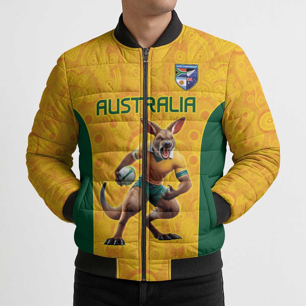 Australia Rugby Custom Bomber Puffer Jacket Glory Be To Wallabies Aboriginal Motif - Aussie Hoodie