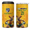 Australia Rugby Custom 4 in 1 Can Cooler Tumbler Glory Be To Wallabies Aboriginal Motif - Aussie Hoodie
