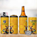 Australia Rugby Custom 4 in 1 Can Cooler Tumbler Glory Be To Wallabies Aboriginal Motif - Aussie Hoodie