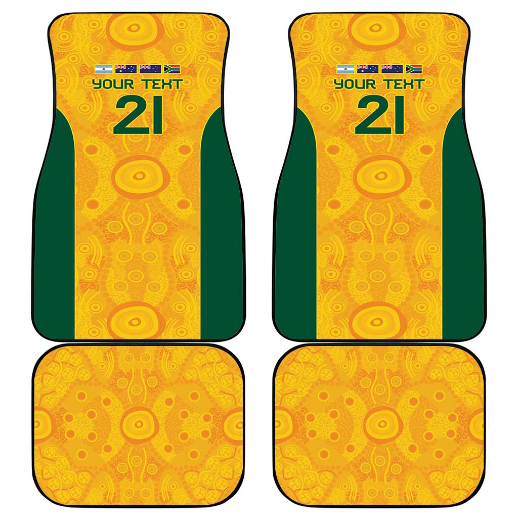 Australia Rugby Custom Car Mats Glory Be To Wallabies Aboriginal Motif - Aussie Hoodie