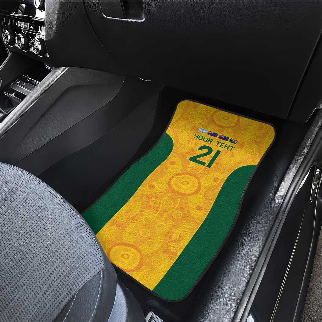 Australia Rugby Custom Car Mats Glory Be To Wallabies Aboriginal Motif - Aussie Hoodie