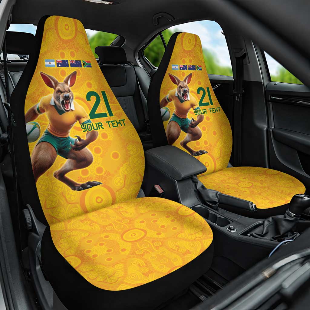 Australia Rugby Custom Car Seat Cover Glory Be To Wallabies Aboriginal Motif - Aussie Hoodie