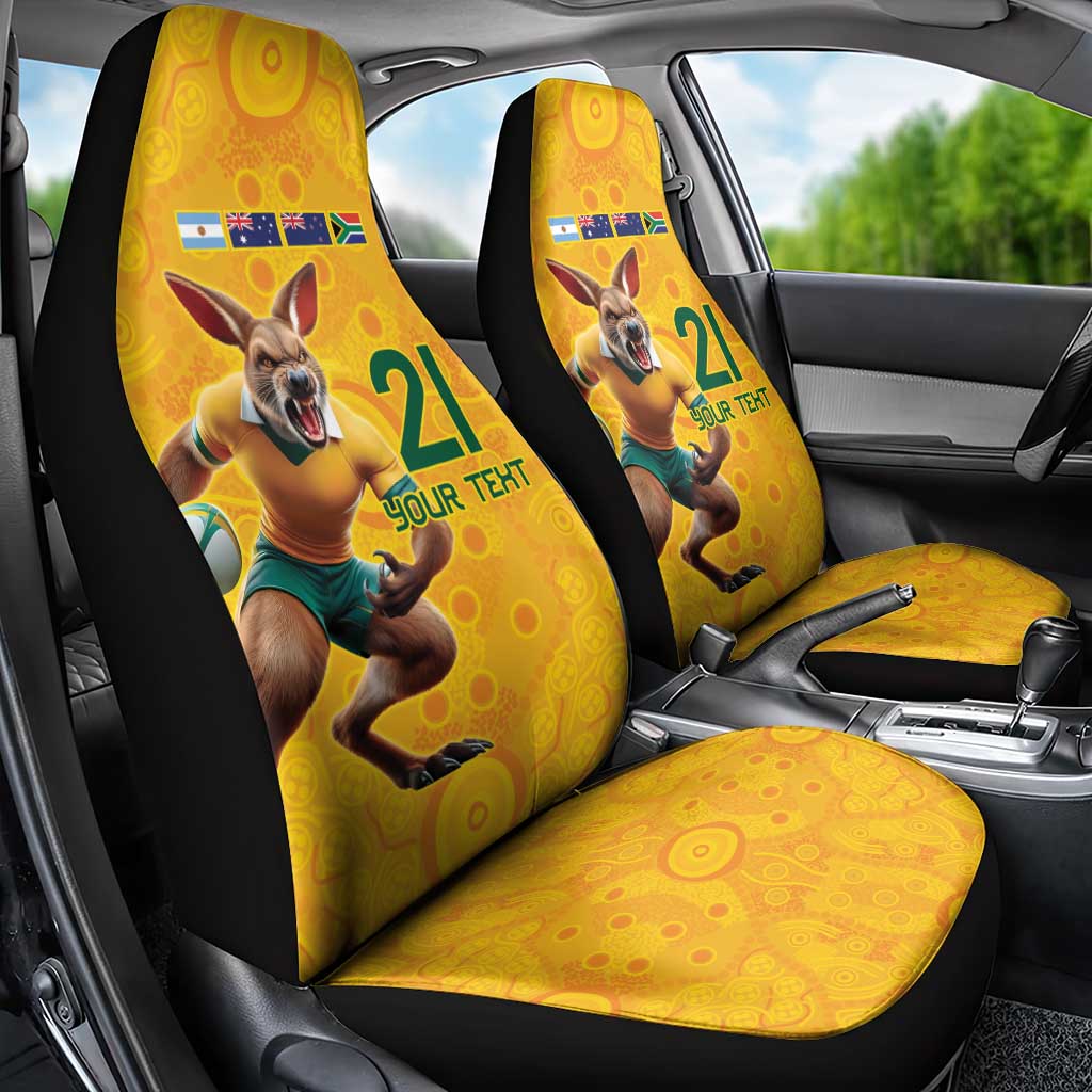 Australia Rugby Custom Car Seat Cover Glory Be To Wallabies Aboriginal Motif - Aussie Hoodie