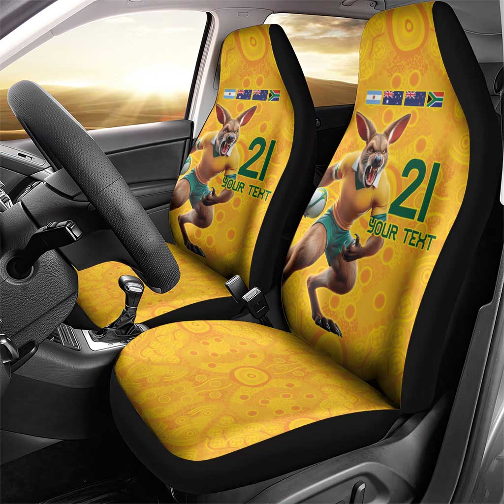 Australia Rugby Custom Car Seat Cover Glory Be To Wallabies Aboriginal Motif - Aussie Hoodie