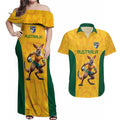 Australia Rugby Custom Couples Matching Off Shoulder Maxi Dress and Hawaiian Shirt Glory Be To Wallabies Aboriginal Motif - Aussie Hoodie