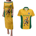 Australia Rugby Custom Couples Matching Puletasi and Hawaiian Shirt Glory Be To Wallabies Aboriginal Motif - Aussie Hoodie