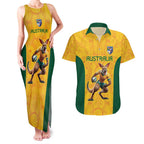 Australia Rugby Custom Couples Matching Tank Maxi Dress and Hawaiian Shirt Glory Be To Wallabies Aboriginal Motif - Aussie Hoodie
