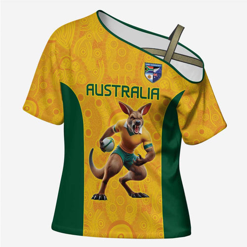 Australia Rugby Custom Cross Shoulder Shirt Glory Be To Wallabies Aboriginal Motif - Aussie Hoodie