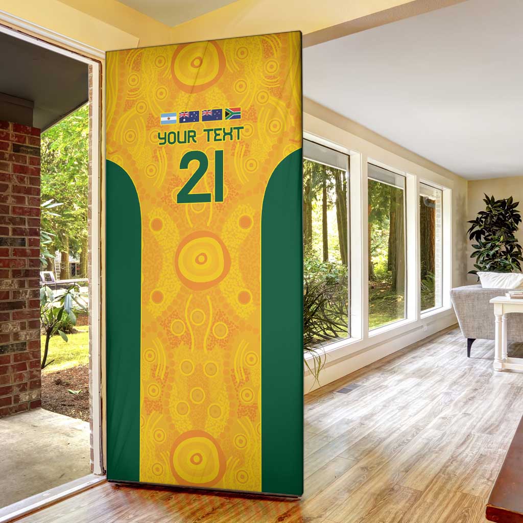 Australia Rugby Custom Door Cover Glory Be To Wallabies Aboriginal Motif - Aussie Hoodie